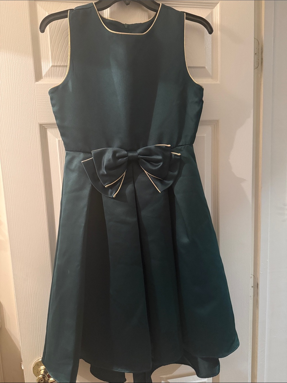 Rare Editions Teal Satin Bow-Trim Party Dress